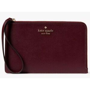 Kate Spade Staci Women's Medium Zip Wristlet Deep Berry Leather Wallet OS NWT